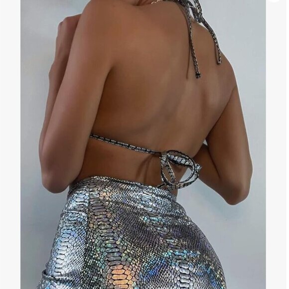 3-piece Triangle Bikini Set Swimsuit with Skirt Womens Size Large - Picture 3 of 9